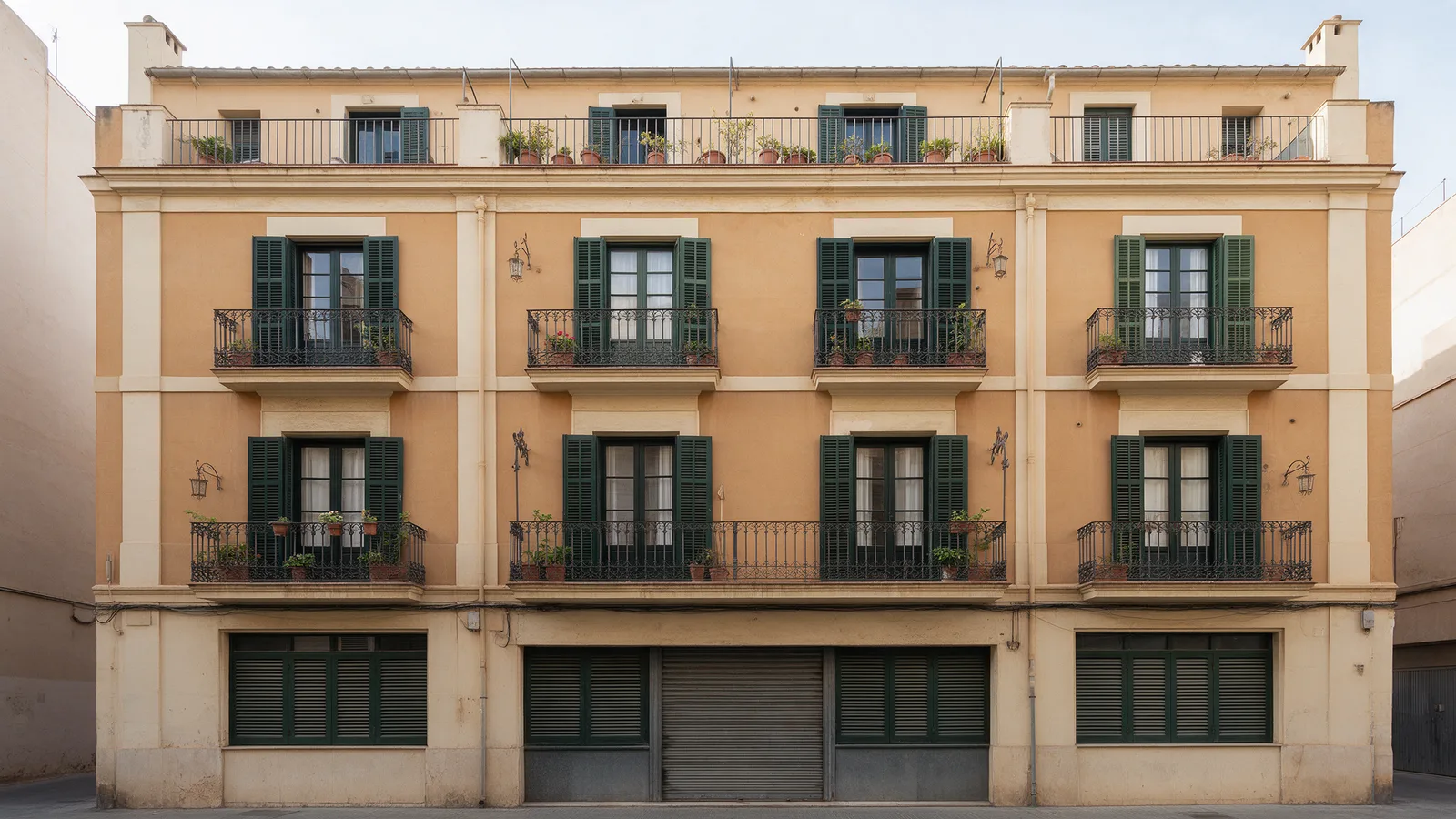 Carrer de Sueca 41 — forty-four flats over the closed print shop.